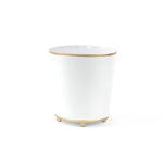 White gold small tole metal cachepot on a white background