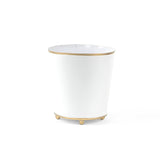 White gold small tole metal cachepot on a white background