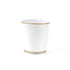 White gold small tole metal cachepot on a white background