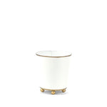 White gold small tole metal cachepot on a white background