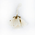 white elegant tassel Christmas ornaments with small gold bells