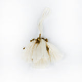 white elegant tassel Christmas ornaments with small gold bells
