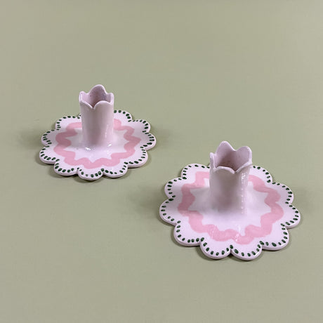 Scalloped Ceramic Candle Holders