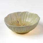 Hand-Painted Yellow Ceramic Flower-Shaped Bowl on a white background
