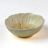 Hand-Painted Yellow Ceramic Flower-Shaped Bowl on a white background