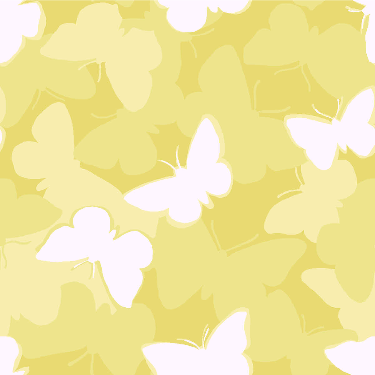 a fabric swatch of a white and yellow butterfly print fabric. 