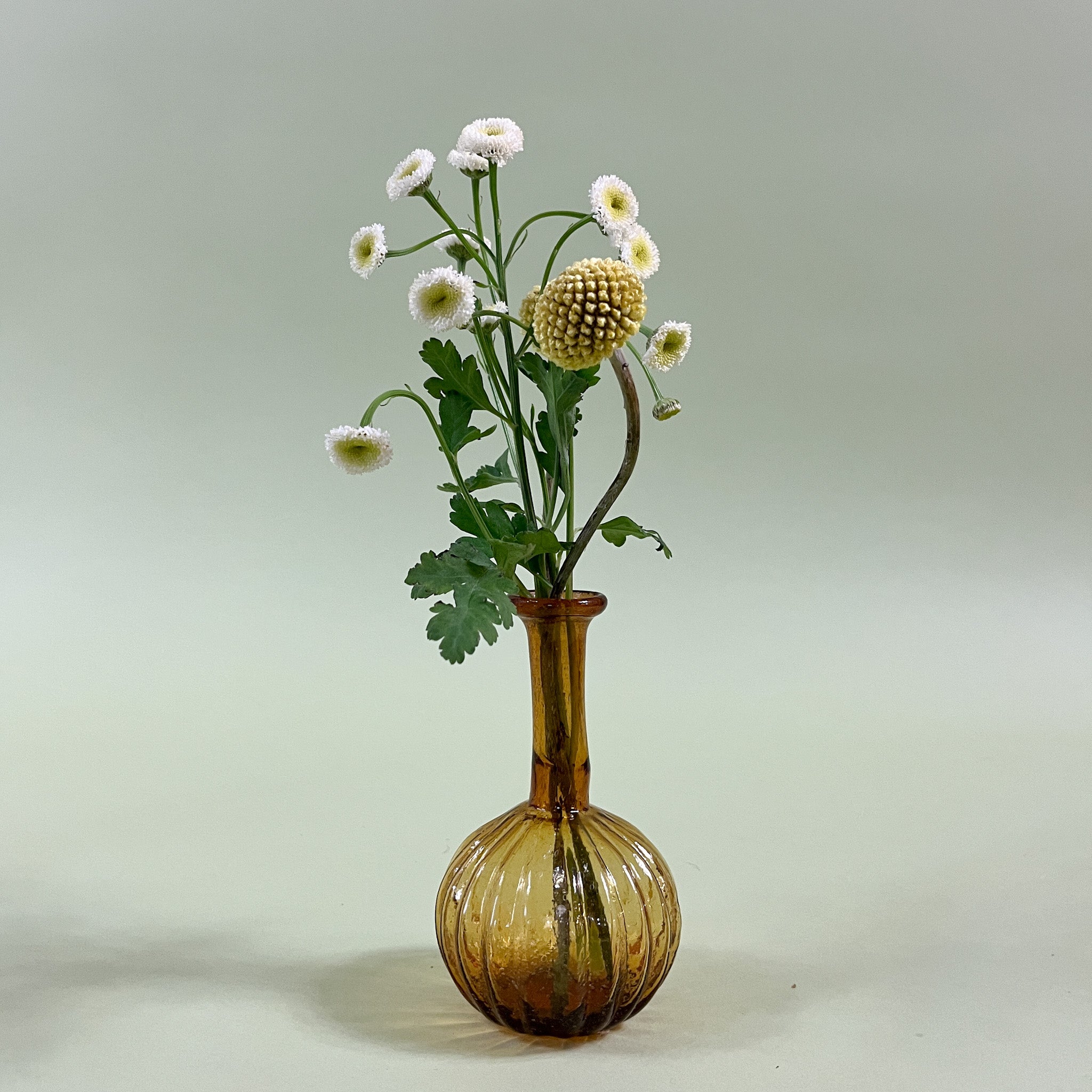 amber blown glass bud vase