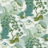 Old Peking Celadon Green Chinoiserie Wallpaper Sample
