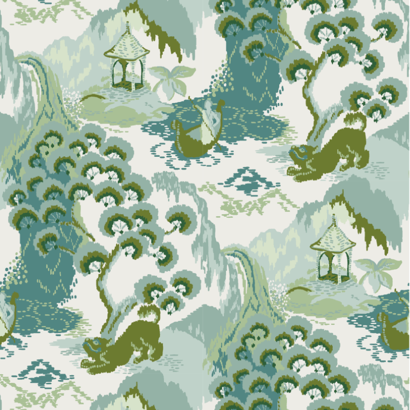 Old Peking Celadon Green Wallpaper