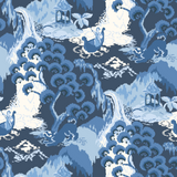 Old Peking Ocean Blue Chinoiserie Wallpaper Sample