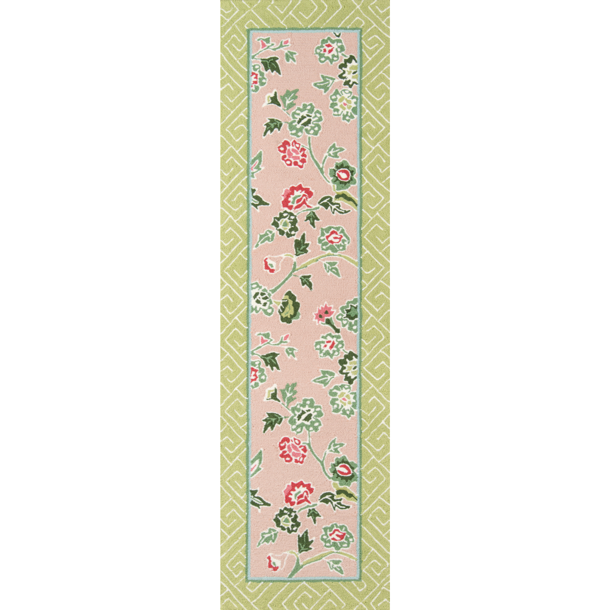 Temple Garden Wool Pink and Green Area Rug