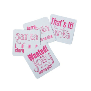 Christmas Sayings Paper Coasters, Set of 8