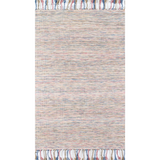 Marvelous Marrakech Multi-Colored Woven Wool Area Rug w/Tassel Fringe