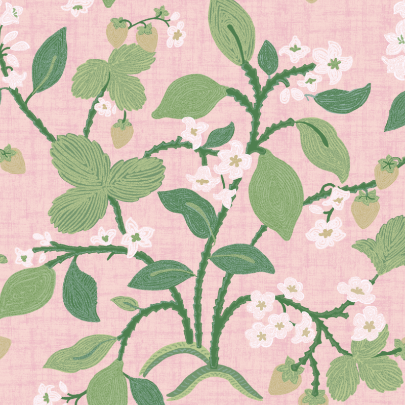 Strawberry Hill Rose Pink Wallpaper Sample