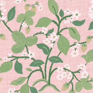 Strawberry Hill Rose Pink Wallpaper Sample