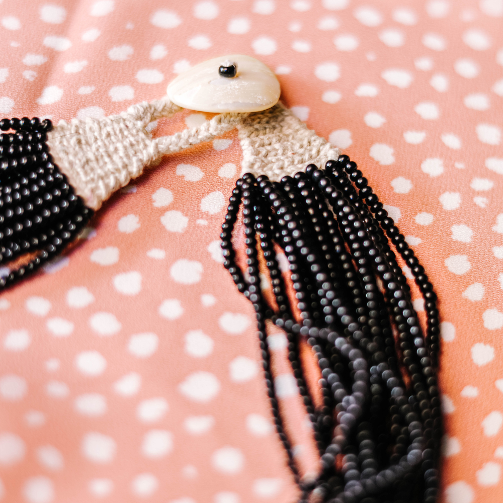 Small Black Indian Glass-Bead Necklace