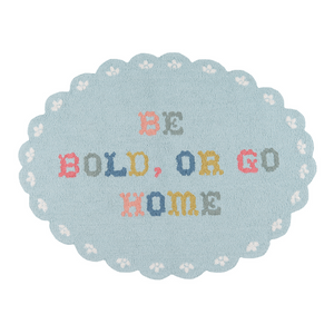 Be Bold, or Go Home Blue Oval Scalloped Rug