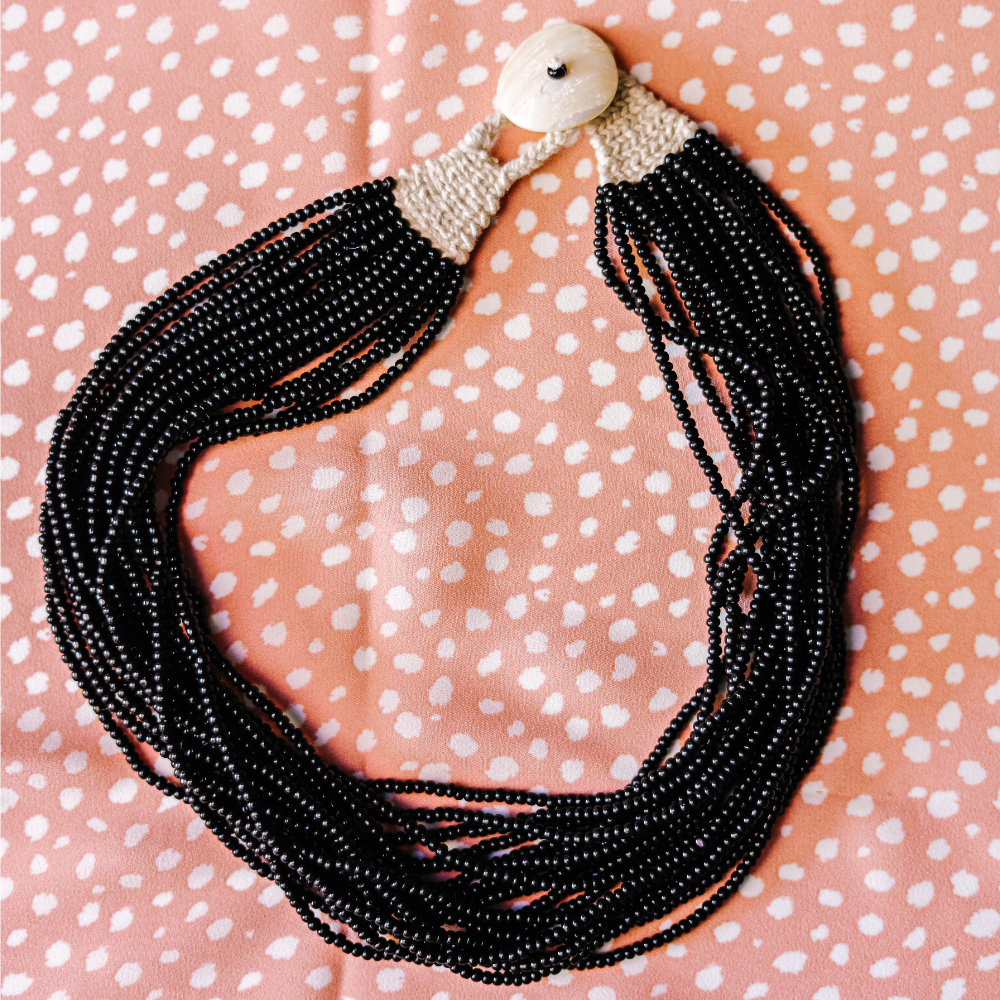 Small Black Indian Glass-Bead Necklace