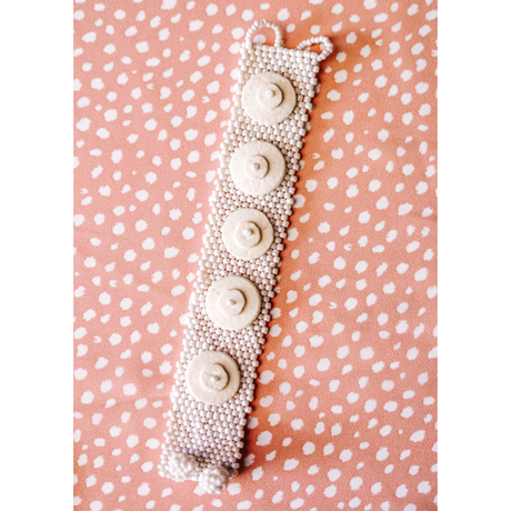 Large White Bead-and-Shell Bracelet