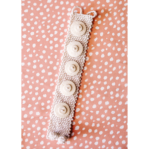 Large White Bead-and-Shell Bracelet