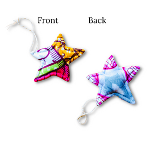 African Wax Print Twinkle Stars Christmas Ornaments