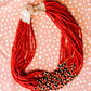Small Red Indian Glass-Bead Necklace