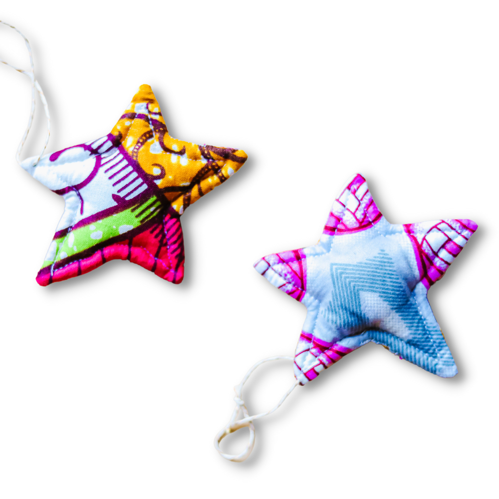 African Wax Print Twinkle Stars Christmas Ornaments