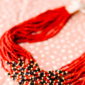 Small Red Indian Glass-Bead Necklace