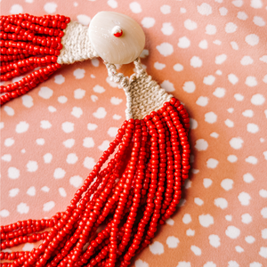 Small Red Indian Glass-Bead Necklace