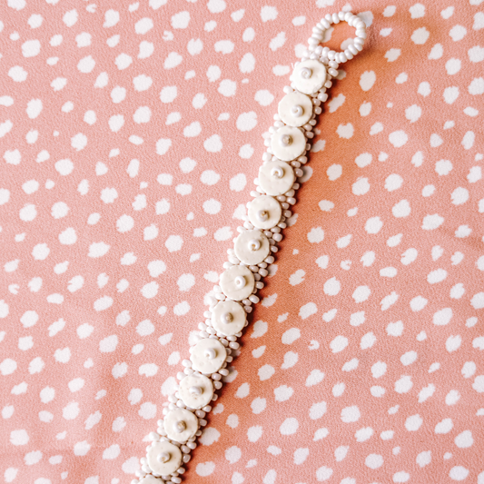 Small White Bead-and-Shell Bracelet