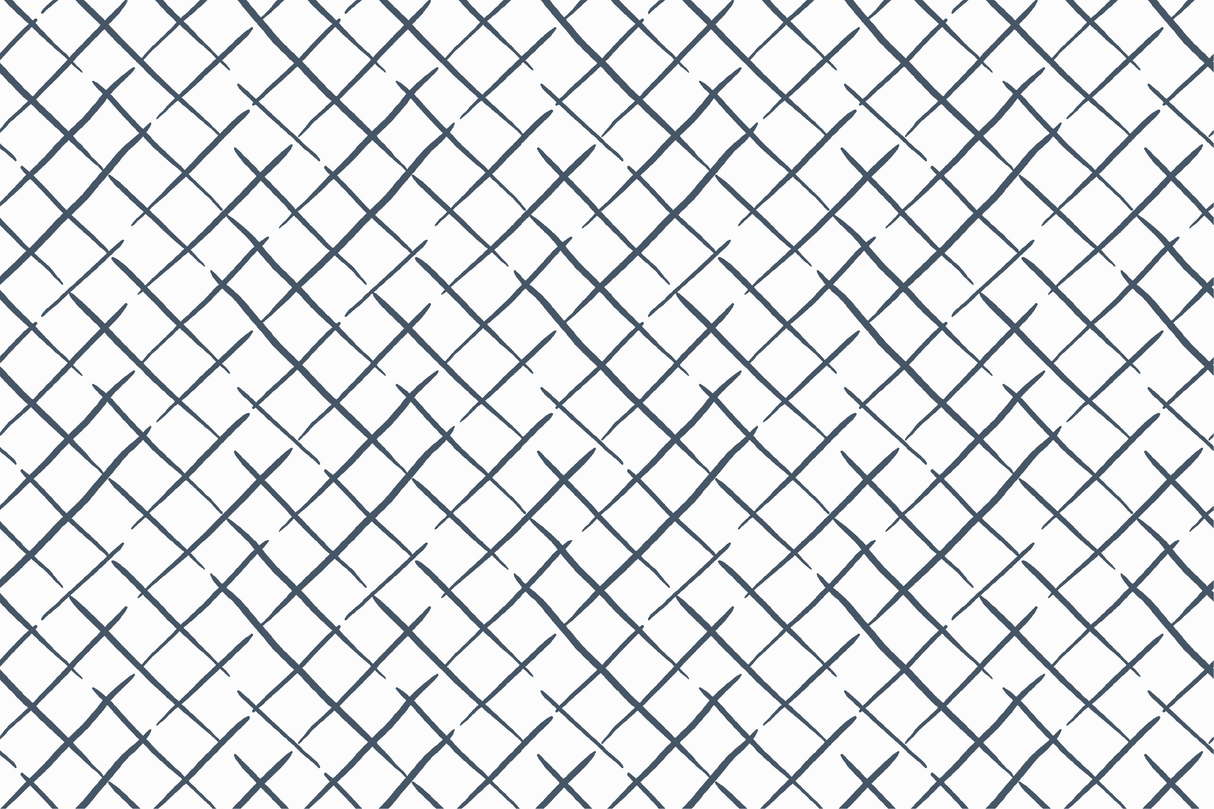 Navy Blue and white Fabric featuring a navy blue trellis pattern on a white background from Madcap Cottage