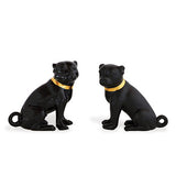 Porcelain Pug Black Statuettes, Set of 2