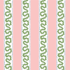 Harbor Trail fabric from Madcap cottage that is a white, green and pink striped fabric featuring a green squiggle motif 