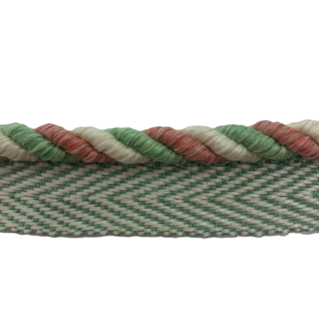 Knot’s Landing 1/4″ Cord with Flange Trim Sample Meadow Green