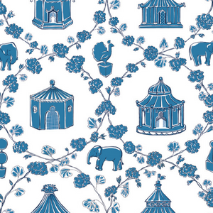 Into The Garden Ocean Blue Pre-Pasted Wallpaper Sample