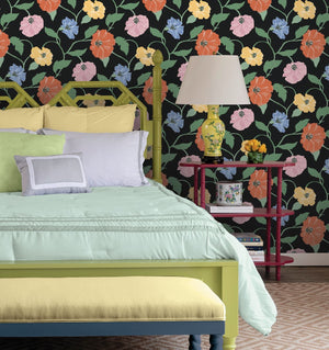 Jungle Garden Nightfall Black Peel & Stick Wallpaper Sample