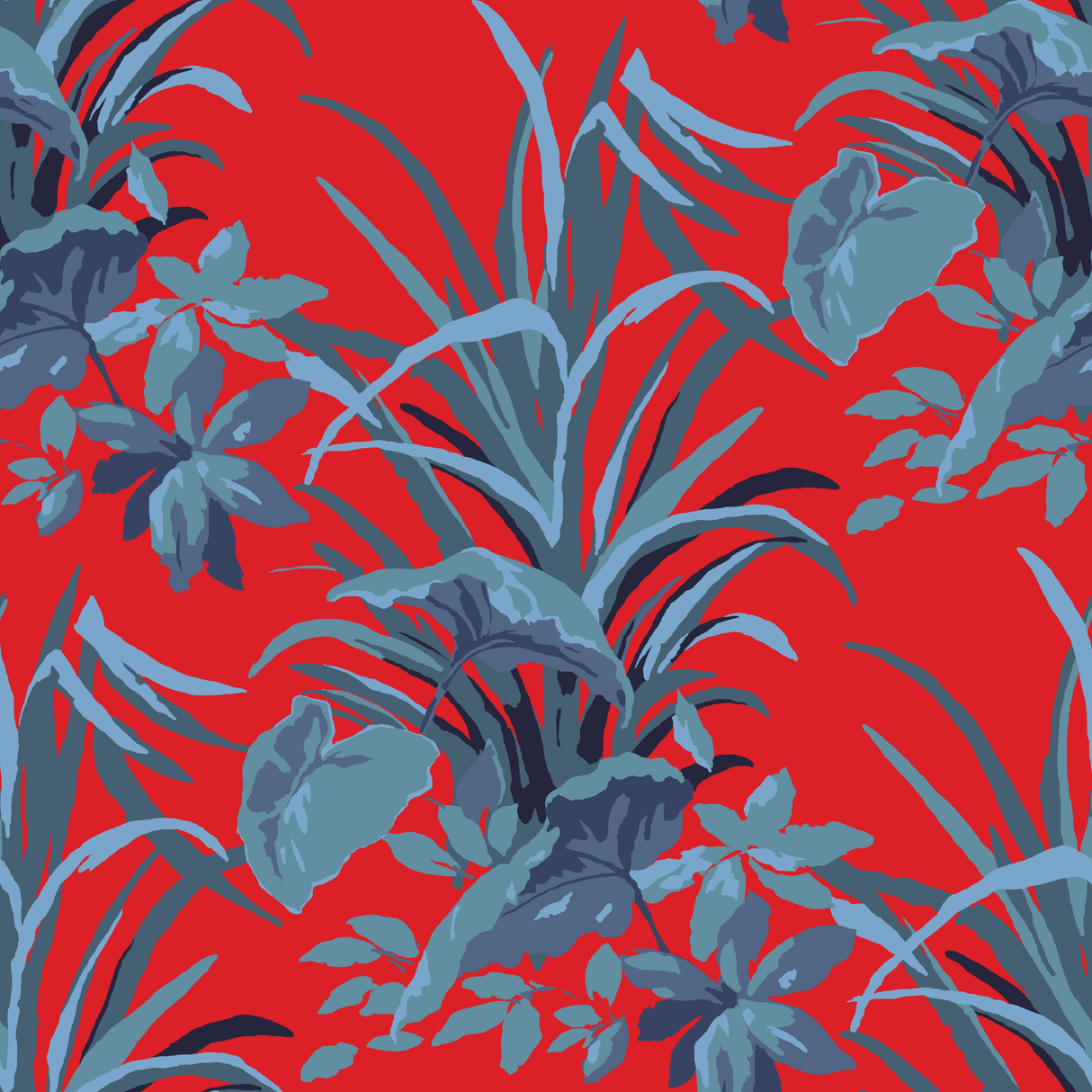 Jungle Road Deep Red Fabric Sample