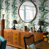Jungle Road Stripe Palm Green Pre-Pasted Wallpaper Sample