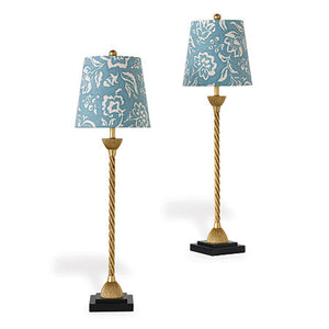 Twist Gilt Buffet Table Lamps, Pair