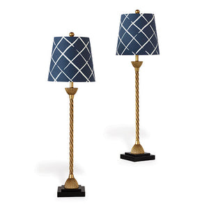 Twist Gilt Buffet Table Lamps, Pair