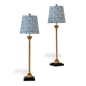 Twist Gilt Buffet Table Lamps, Pair