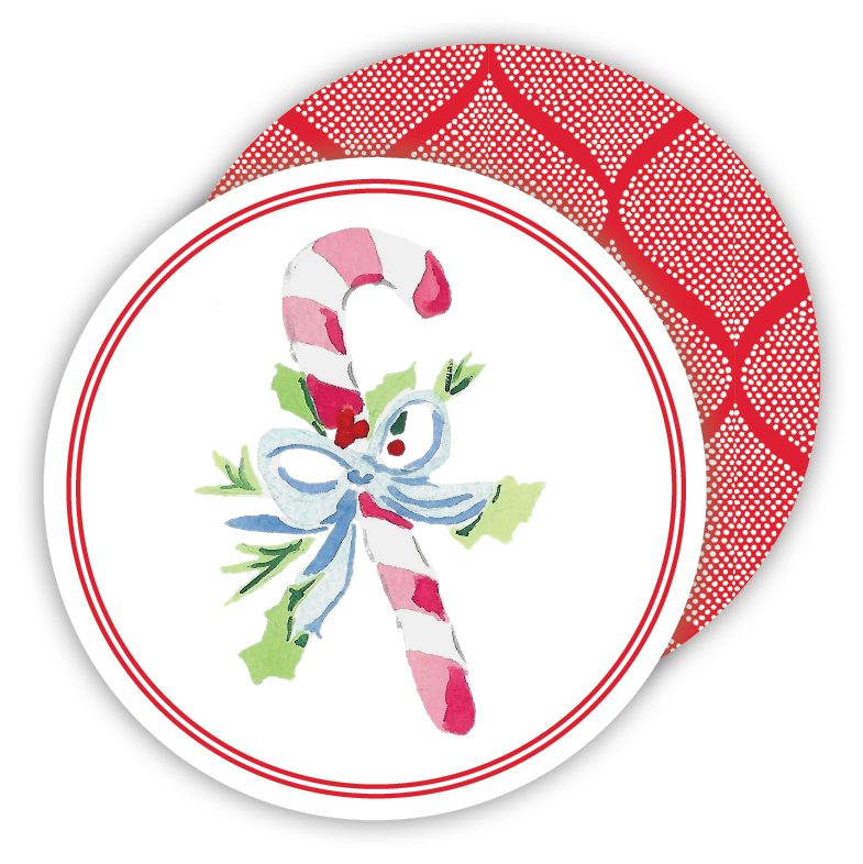 Christmas Candy Cane Round Paper Coasters