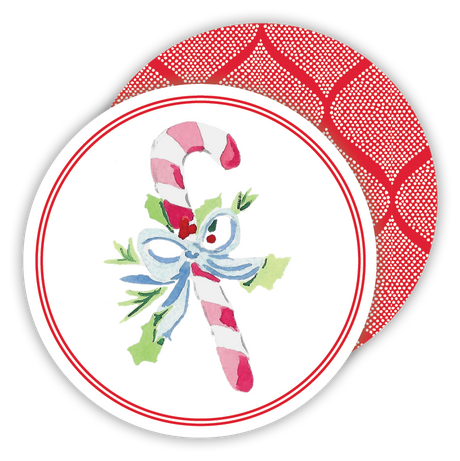 Christmas Candy Cane Round Paper Coasters