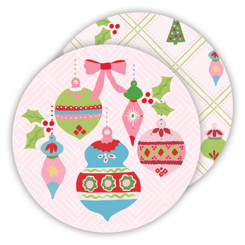 Darling Ornaments Round Paper Christmas Coasters