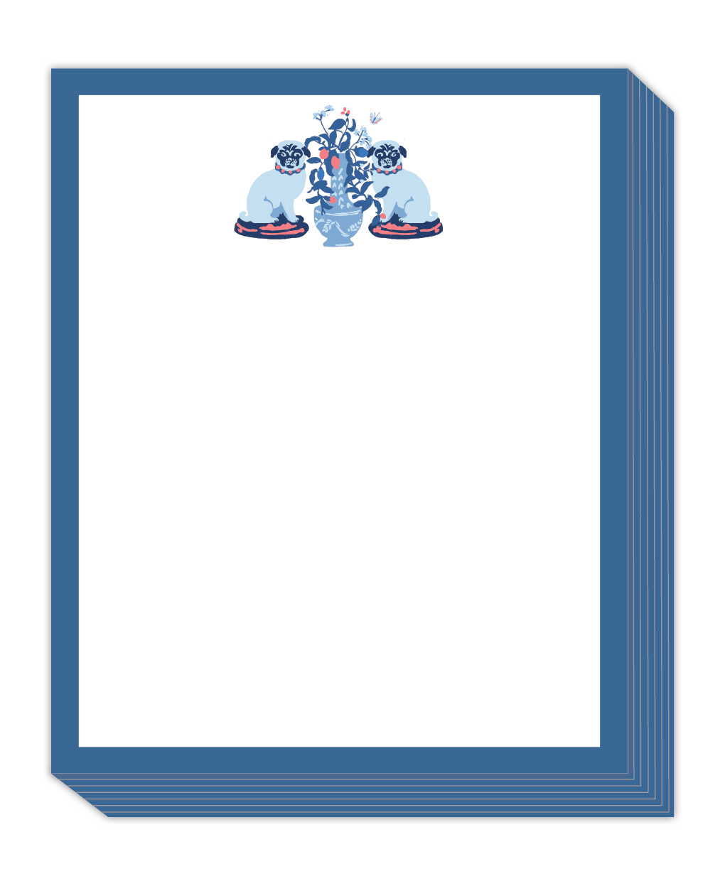 Tall Stack Pad-Blue Pugs with Urn