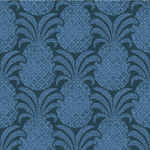 Navy pineapple fabric with a mid blue pineapple motif