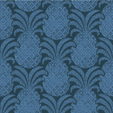 Navy pineapple fabric with a mid blue pineapple motif