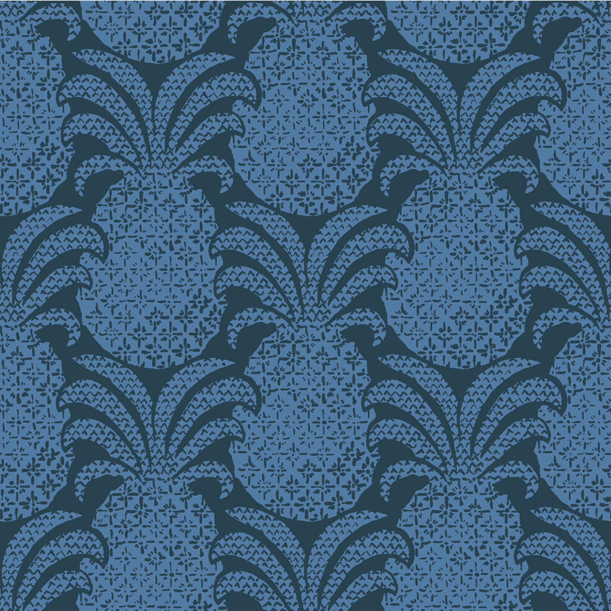 Navy pineapple fabric with a mid blue pineapple motif