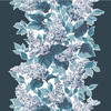 Hydrangea fabric printed in Navy Blue and white.