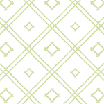 a green bamboo trellis fabric on a white background by madcap cottage